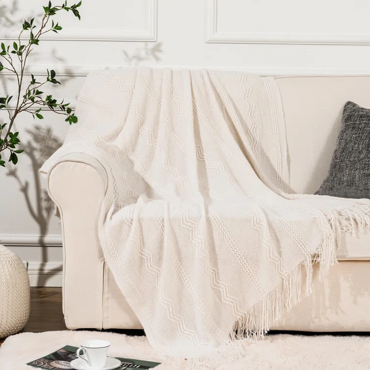 Battilo Home Throw Blanket For Couch, Solid Throw Blanket For Home Decor, Knit Throw Blankets For Bed, 50"X60"
