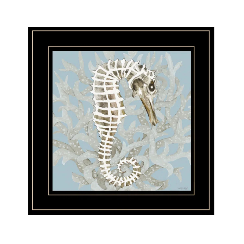 Highland Dunes Coral Seahorse I Framed Wall Art for Living Room, Home Wall Décor By Cindy Jacobs