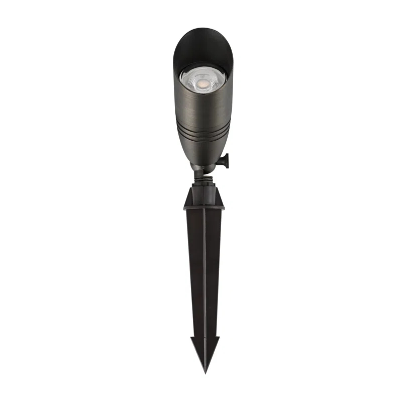 Elegant Lighting Outdoor 12V Cast Brass spot light 3 inch Wide x 8.5 inch High in Dark Bronze with spring