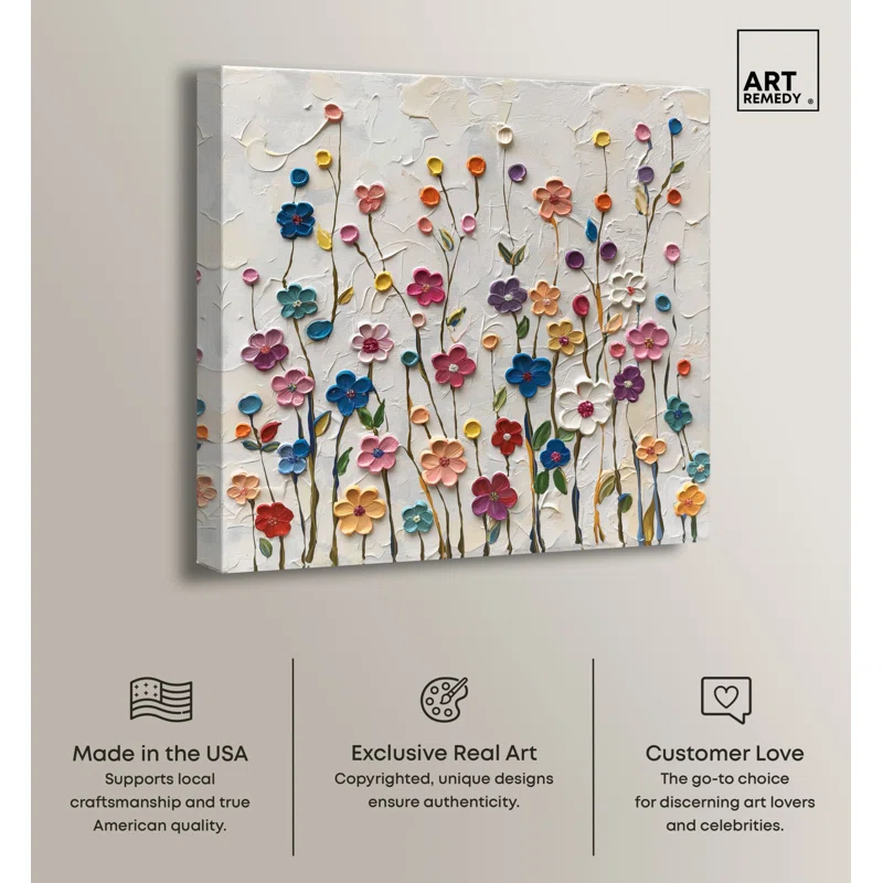 Art Remedy Color Splash Floral Bunch Canvas Winter Floral Art by Art Remedy