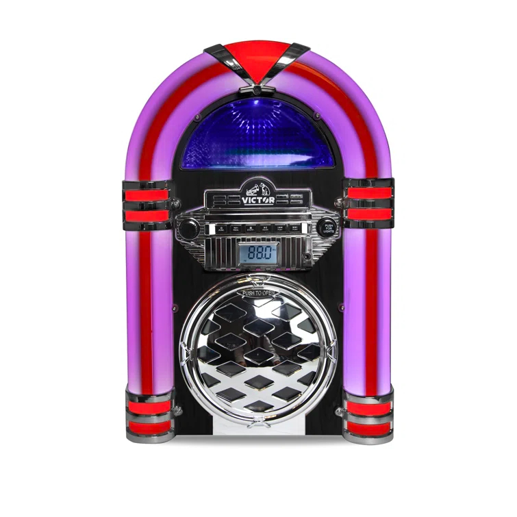 Victor Bluetooth CD Jukebox Speaker with FM Radio & Multicolor LED Lighting