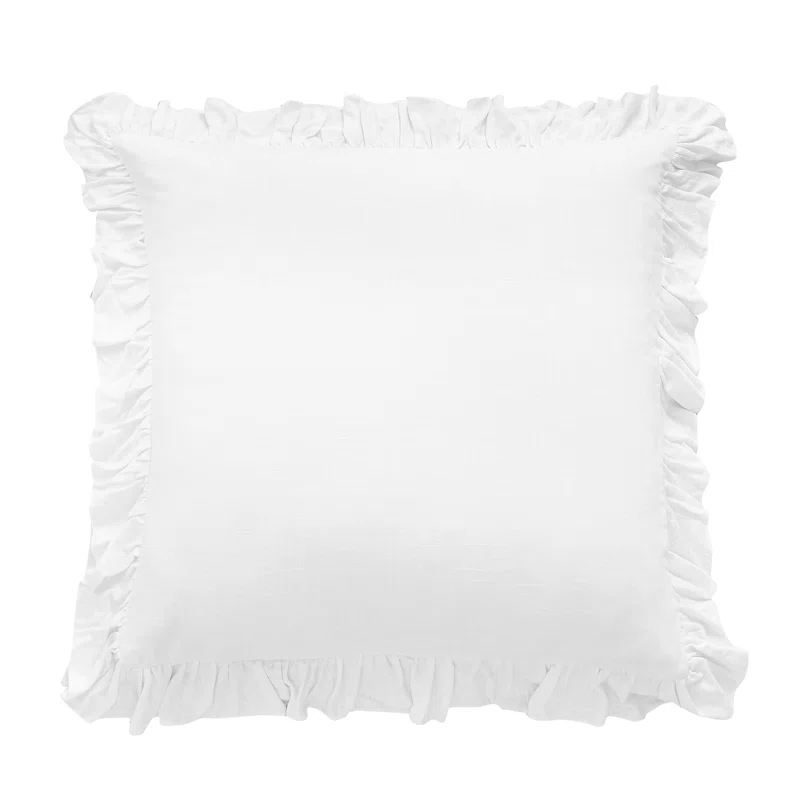 Lily Washed Linen Ruffled Classic Chic Romantic Farmhouse Pillow Sham