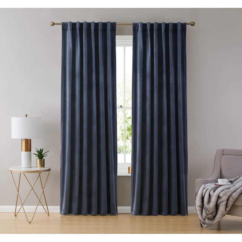 Eider & Ivory™ Monroy Velvet Solid Color Curtain Panels Set (Set of 2)