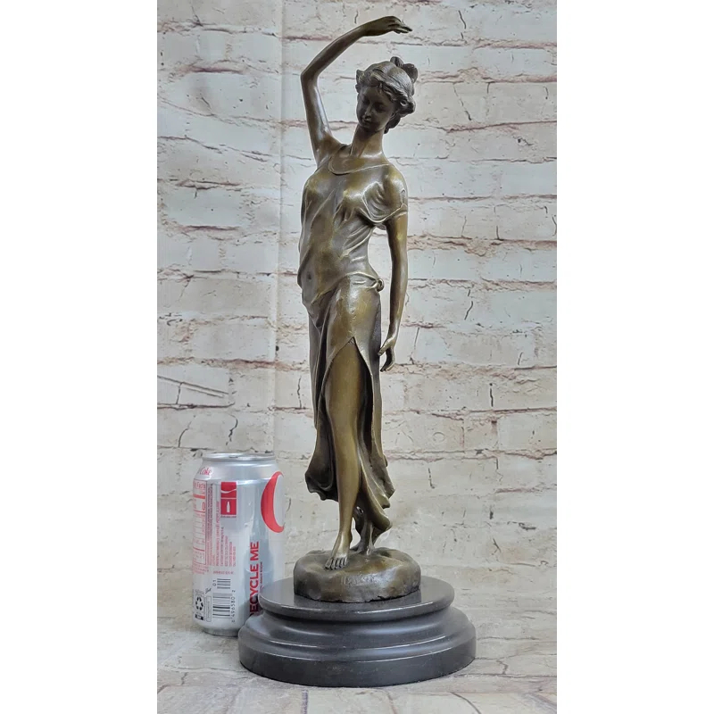 Bloomsbury Market Avello Victorian Girl Signed Sculpture Elegant Art Nouveau Bronze Statue Figurine Deco
