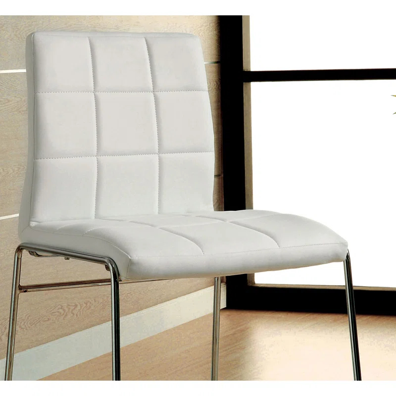 Orren Ellis Set Of 2 Leatherette Upholstered Counter Hight Chair In White (Set of 2)