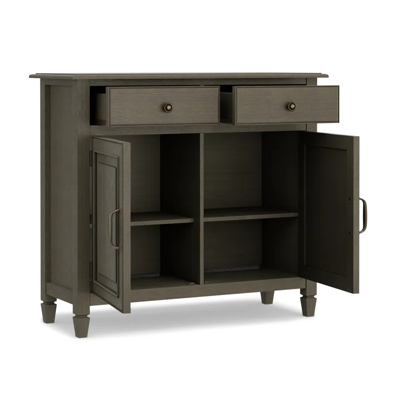 Simpli Home Connaught 40"W Solid Wood 2-Shelf Entryway Storage Cabinet with 2 Storage Drawers