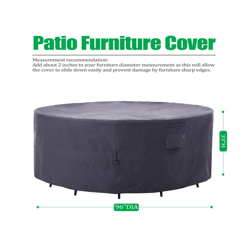 F&J Outdoors Premium Waterproof Outdoor Patio Round Table Cover: Latest Rip-Stop Fabric, 3-Year Warranty