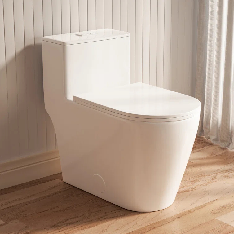 Casta Diva Modern 17" Comfort Chair Height Toilet Powerful Dual Flush Elongated One-Piece Bathroom Toilet Bowl, Quiet Close Seat WE05