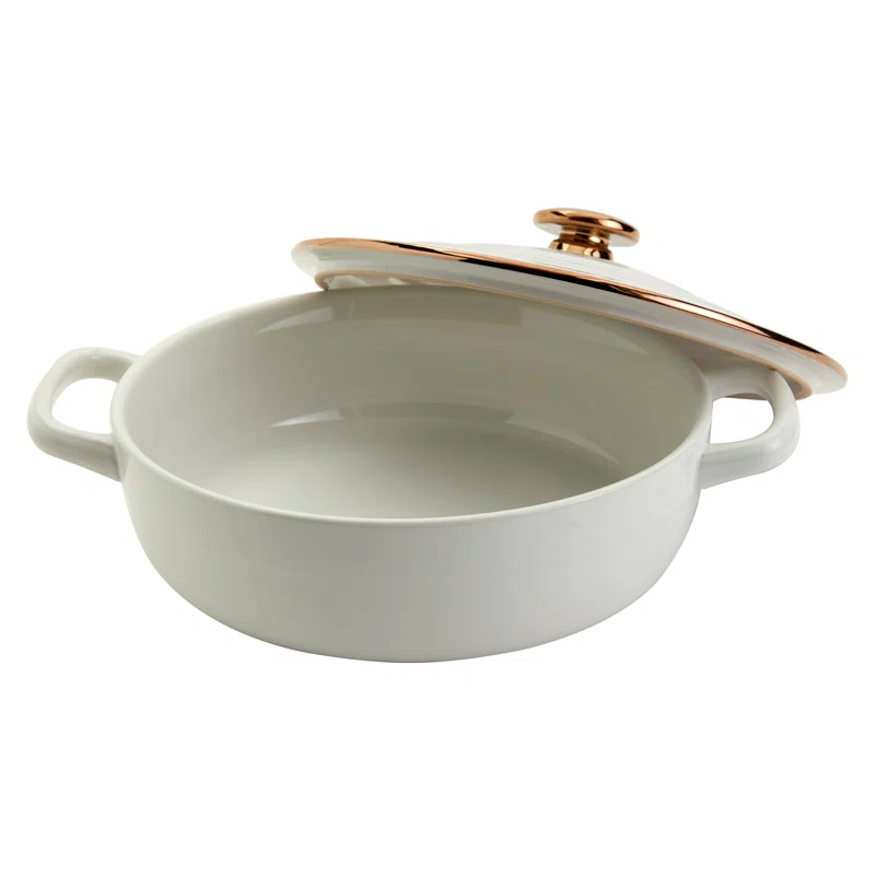 Denmark Denmark Tools for Cooks 3-Quart Stoneware Casserole Pan Baking Dish with Lid, White