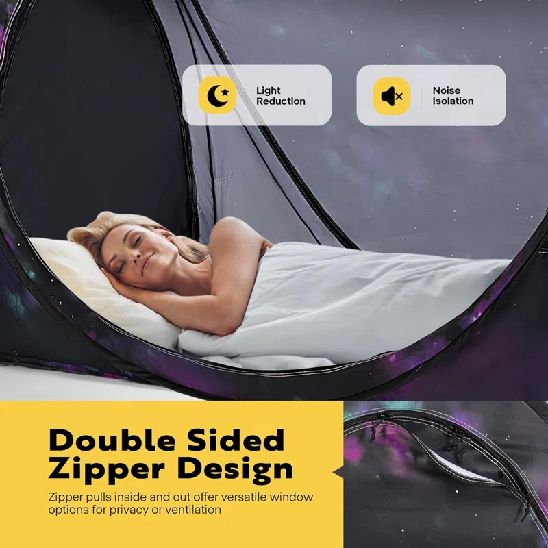 Polyester Pop-Up Privacy Bed Canopy Twin Size