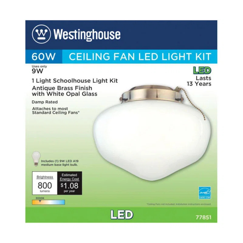 Westinghouse Lighting 8.25'' 1 - Light Schoohouse Ceiling Fan Light Kit