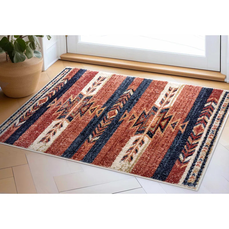 Union Rustic Crimson Southwestern Medallion Tribal Pattern Area Rug