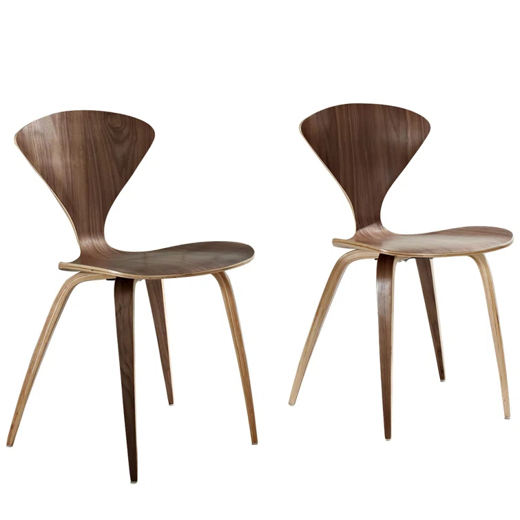 Modway Dark Walnut Style Stacking Chair Set by Modway