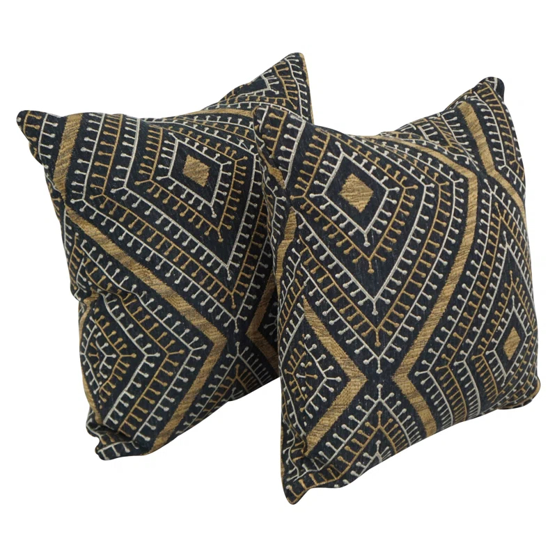 Blazing Needles Geometric Reversible Throw Pillow (Set of 2)