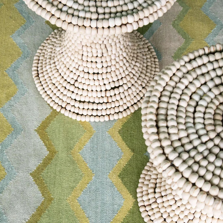 Dash and Albert Rugs Kit Kemp x Annie Selke Safety Net Green Handwoven Wool Rug