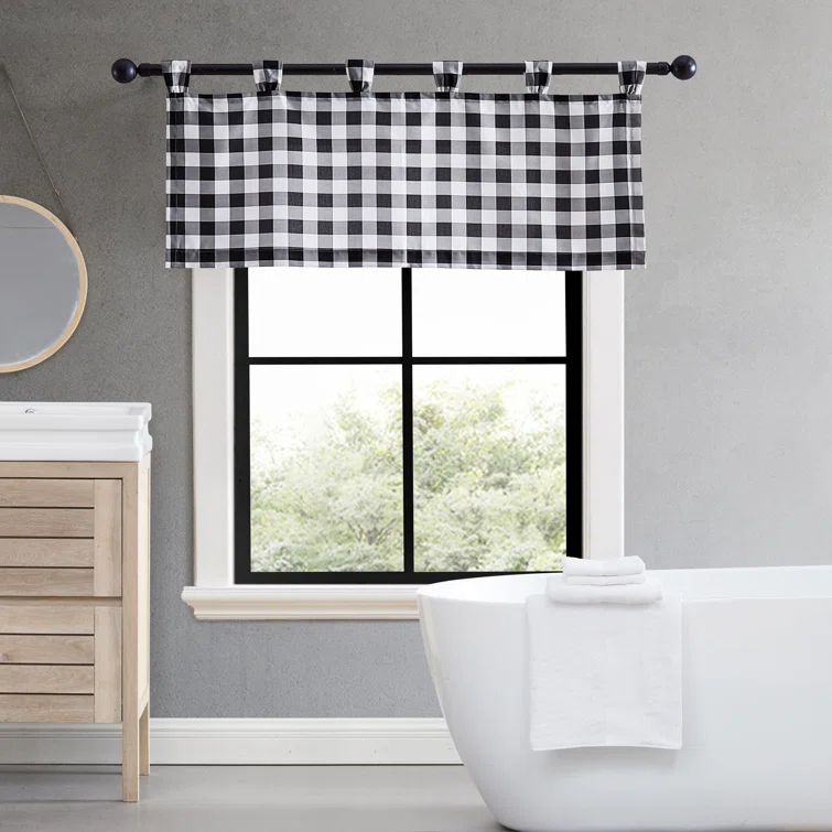 Eddie Bauer Mountain Plaid Black Tab Top Window Valance | Wayfair
