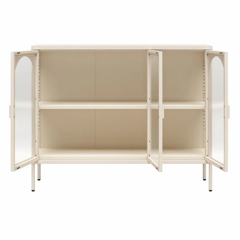CosmoLiving by Cosmopolitan Chloe Metal Accent Cabinet With 3 Arched Glass Doors