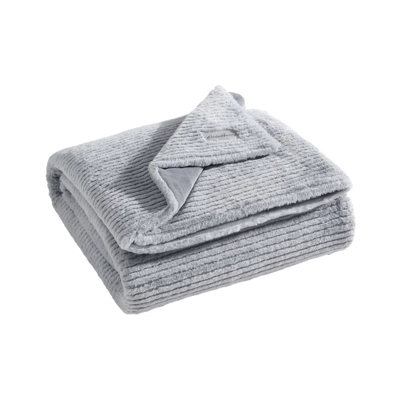 Eddie Bauer Eddie Bauer Ribbed Textured Stripe Solid Plush Throw Blanket