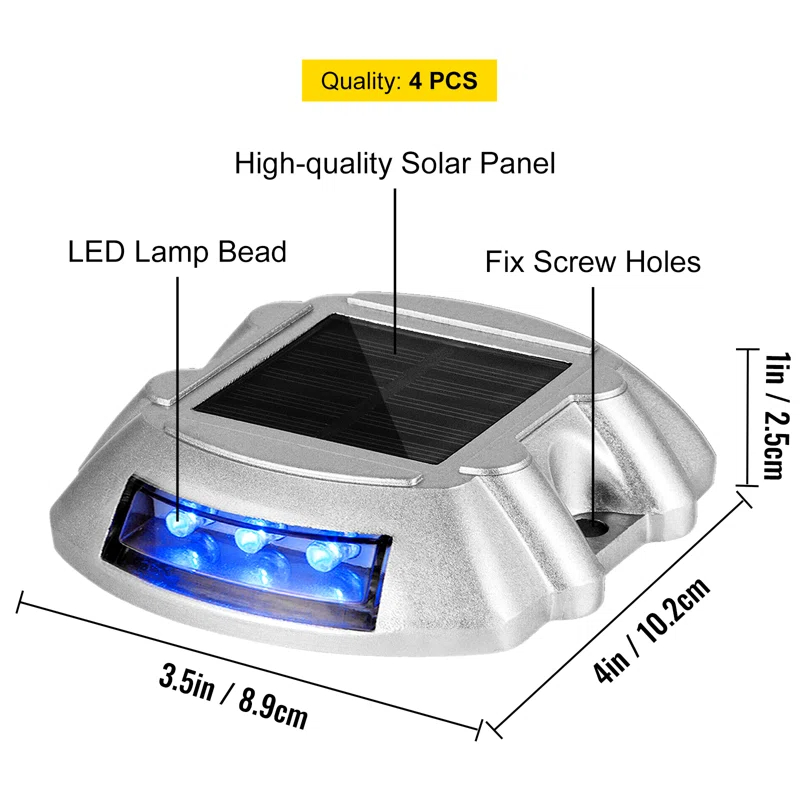 Solar Dock Lights Low Voltage Solar Powered Integrated LED Metal Pathway Light Pack (Set of 4)