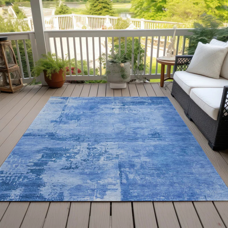 Machine Washable Indoor/Outdoor Chayden ACN1062 Navy Rug