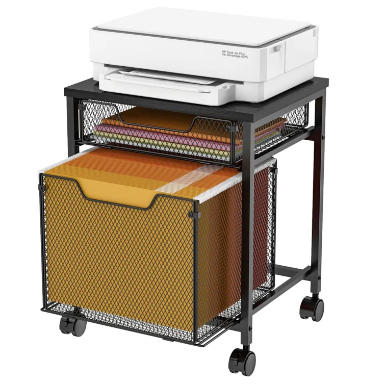 Rolling File Cabinet Cart,Printer Stand with 2 Drawers,Mobile Filing Cabinet on Lockable Wheels