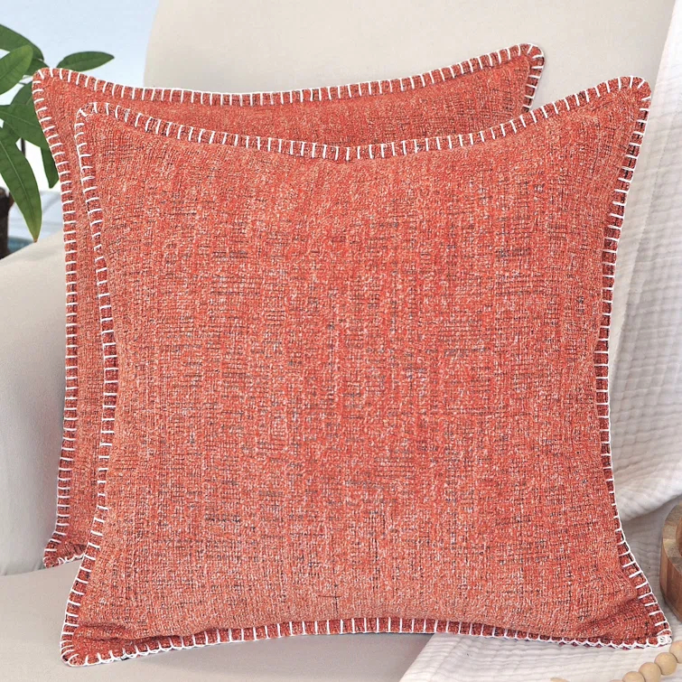 Oveesha Soft Textured Chenille Pillow Covers Set of 2 Cozy Cushion Covers