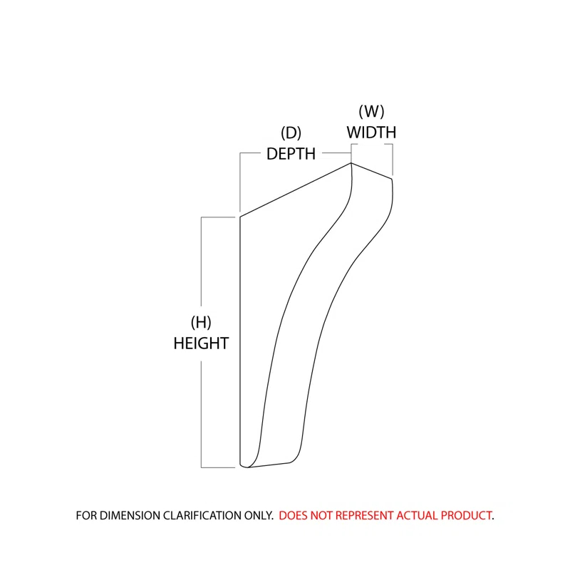 12 in x 2-1/2 in x 8 in Unfinished Medium Solid Traditional Plain Wood Bracket Corbel