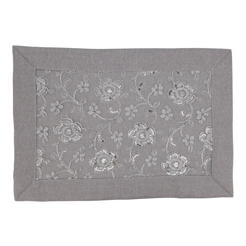 Saro Éloise Collection Polyester Embroidered Rectangle Placemat (Set of 4)