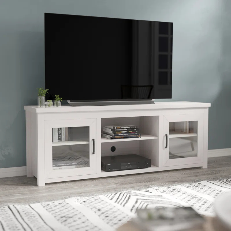 Flash Furniture Hatteras Classic TV Stand for up to 80" TVs with Glass Fronted Doors