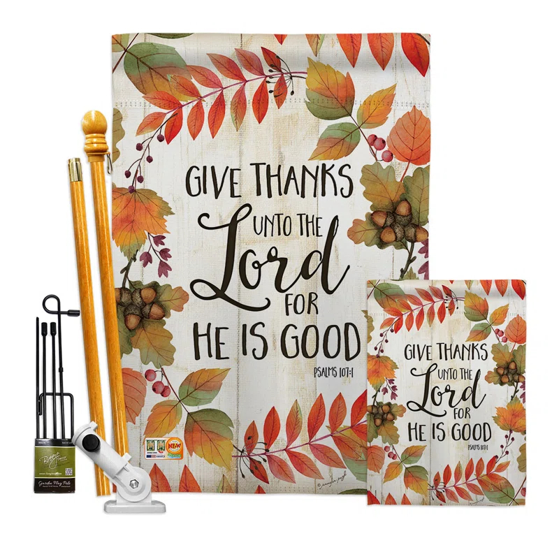 Breeze Decor Double Sided 40'' H x 28'' W Polyester Thanksgiving House Flag