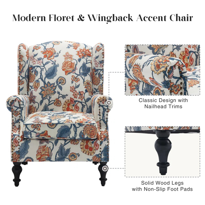 Christasha 29'' Wide Accent Chair  with Nailhead Trim and Arms