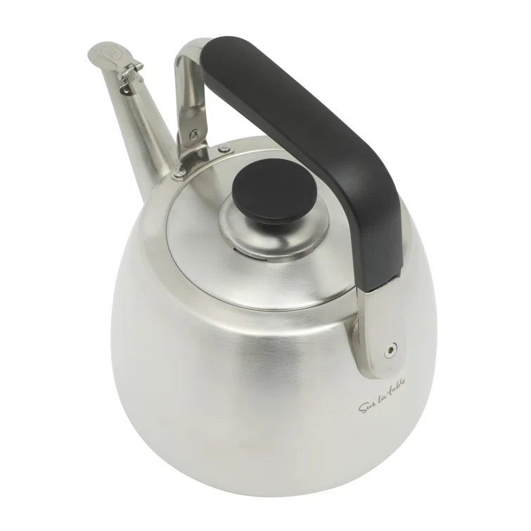 Sur La Table Kitchen Essentials Sur La Table Kitchen Essential Large 2 QT Heavy Gauge Brushed Stainless Steel Whistling Tea Kettle