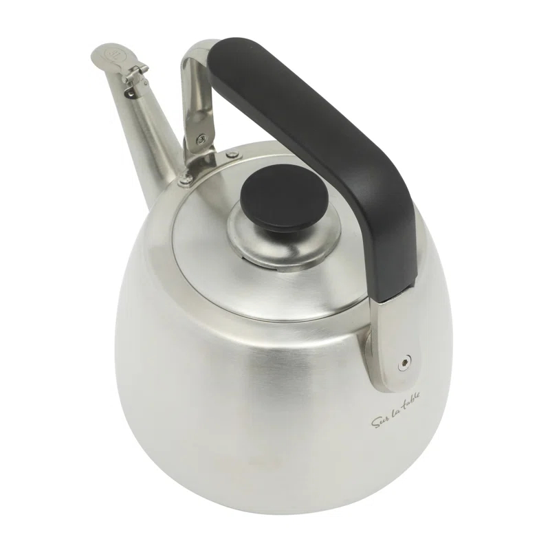 Sur La Table Kitchen Essentials Sur La Table Kitchen Essential Large 2 QT Heavy Gauge Brushed Stainless Steel Whistling Tea Kettle
