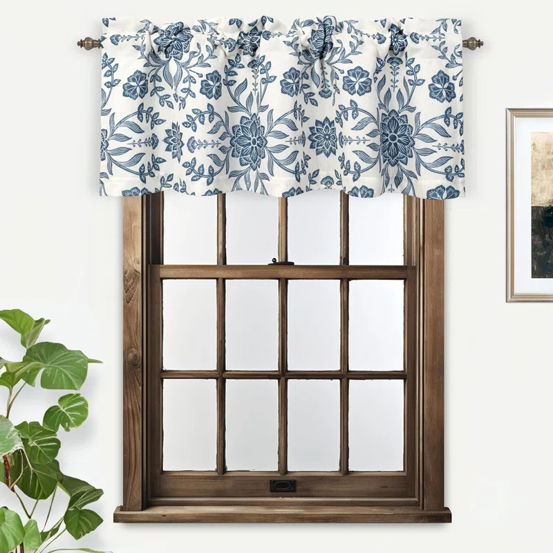 DriftAway Twyla Floral Tailored 52'' W Window Valance