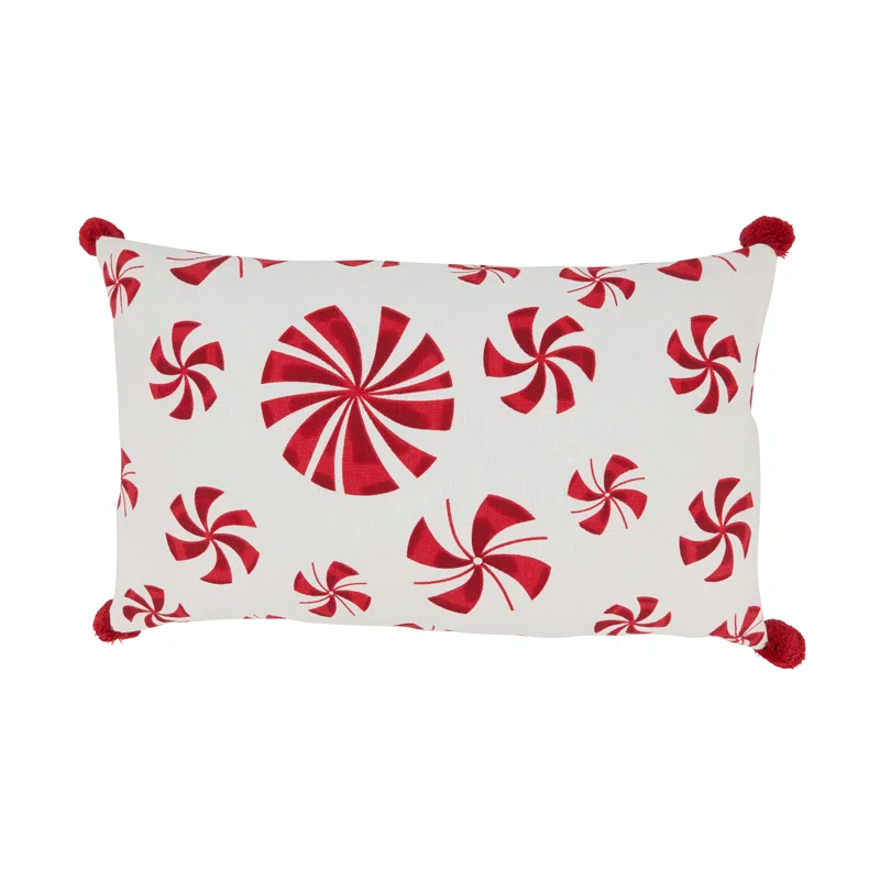 Saro Candy Cane Dreams Peppermints Throw Pillow Cover