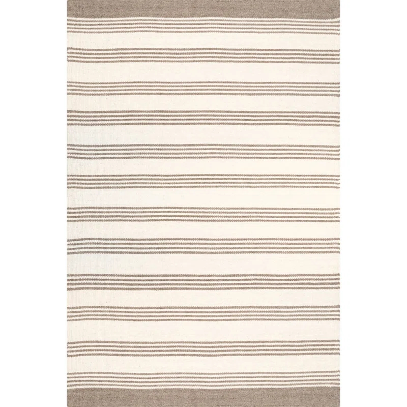 Highland Dunes Striped Cotton/Wool Beige Area Rug