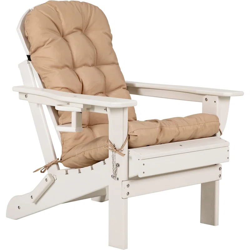 Winston Porter Folding Adirondack Chairs With Cushion, Hdpe Oversized Patio Chair Weather Resistant