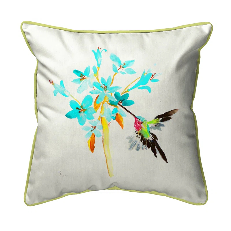 Betsy Drake Interiors Hummingbird Indoor/Outdoor Reversible Throw Pillow