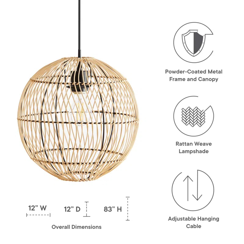 Modway Nurture Rattan Pendant Light