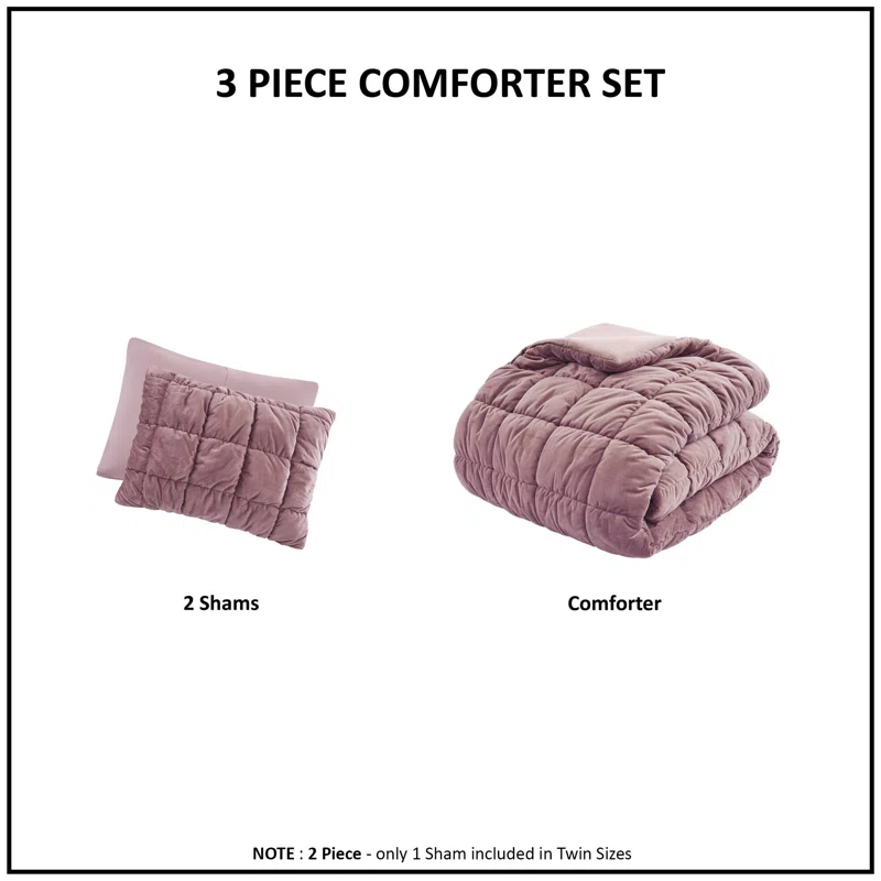 Intelligent Design Velvet Dream Puff Velvet Comforter Set