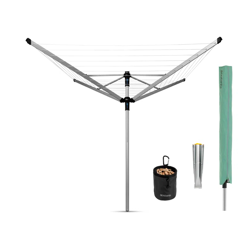 Brabantia Brabantia Lift-O-Matic Advance Outdoor Clothesline with Metal Ground Spike, Protective Cover and Peg Bag