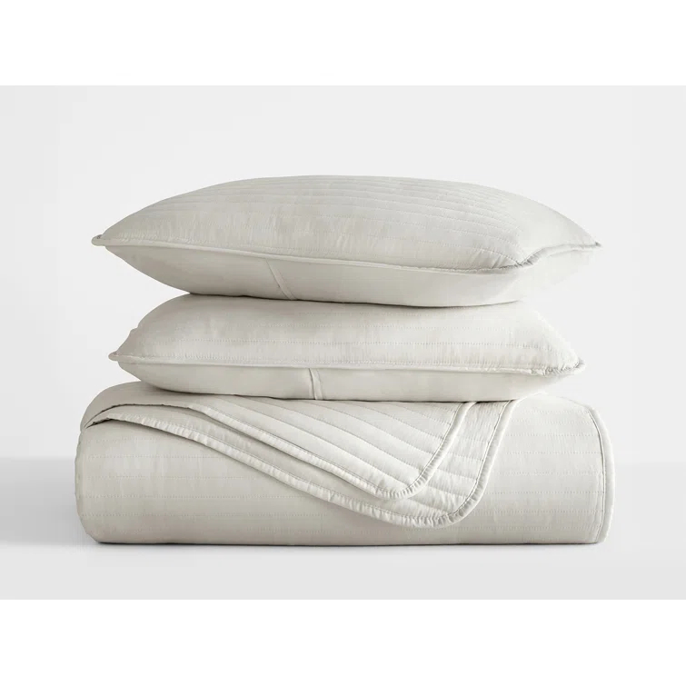 Becky Cameron Becky Cameron Lightweight All Season Stripe Stitch Quilt Set with Shams
