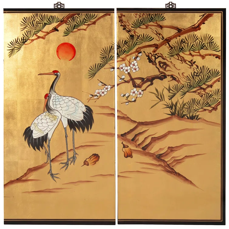 Oriental Furniture 36" H x 72" W 4 - Piece Wall Décor