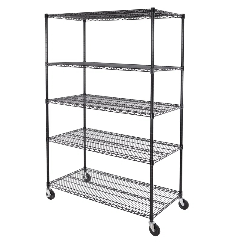 UltraDurable 24" D 5-Tier NSF-Certified Steel Shelving with Wheels