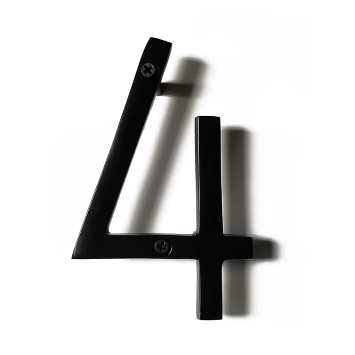 NACH Floating Mount House Address Shadow Number For Outside or Inside, Mailbox Number For Outside, Front Door, Garage Door, Maximum Rust Protection, Black Aluminum, 8 inch, Number 4, HH-SDW8-BLK-4