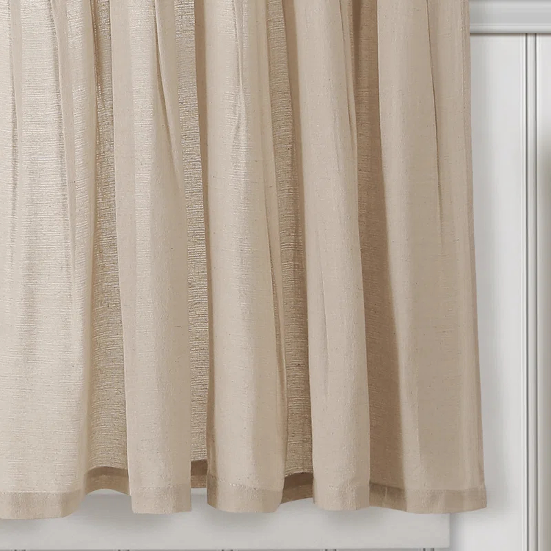 Lush Decor Linen Button Cotton Blend Tailored 29'' W Cafe Curtain (Set of 2)