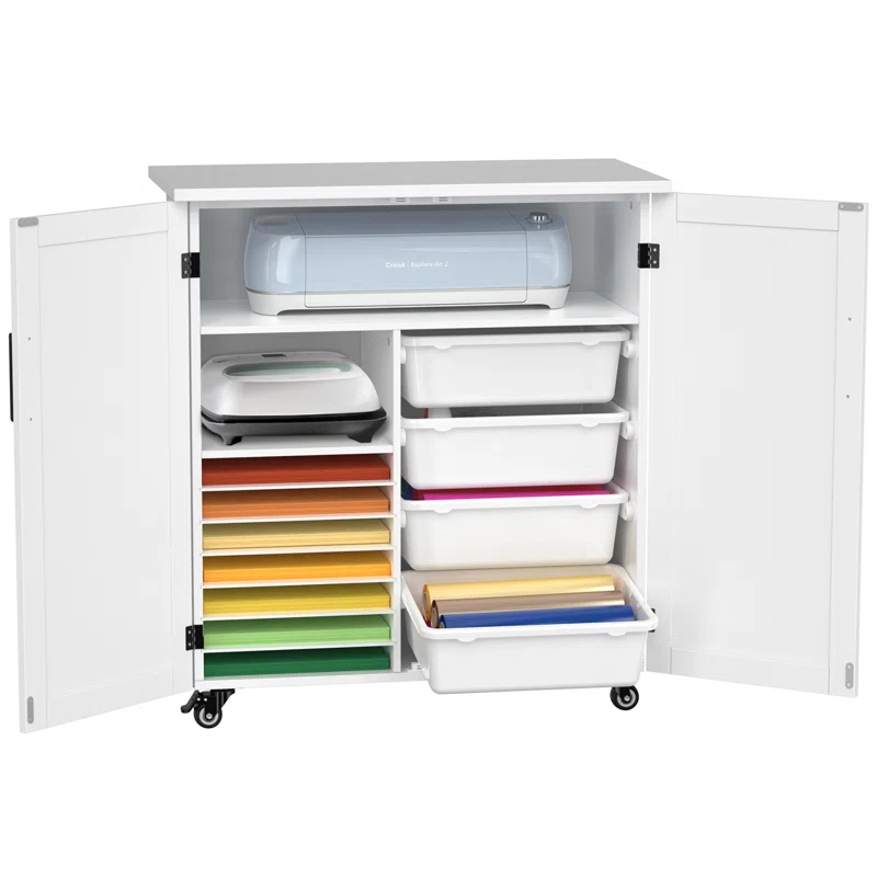31.6'' x 15.8'' Crafting Storage Cabinet with Wheels