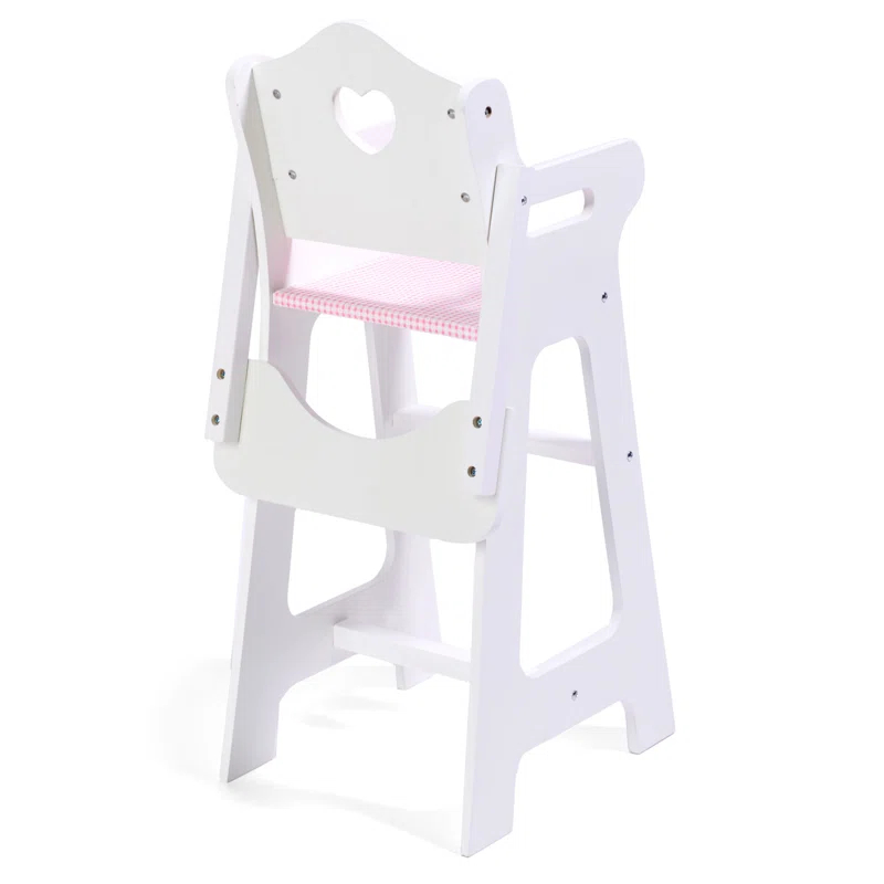 Badger Basket Doll High Chair with Accessories and Free Personalization Kit - White/Pink/Gingham