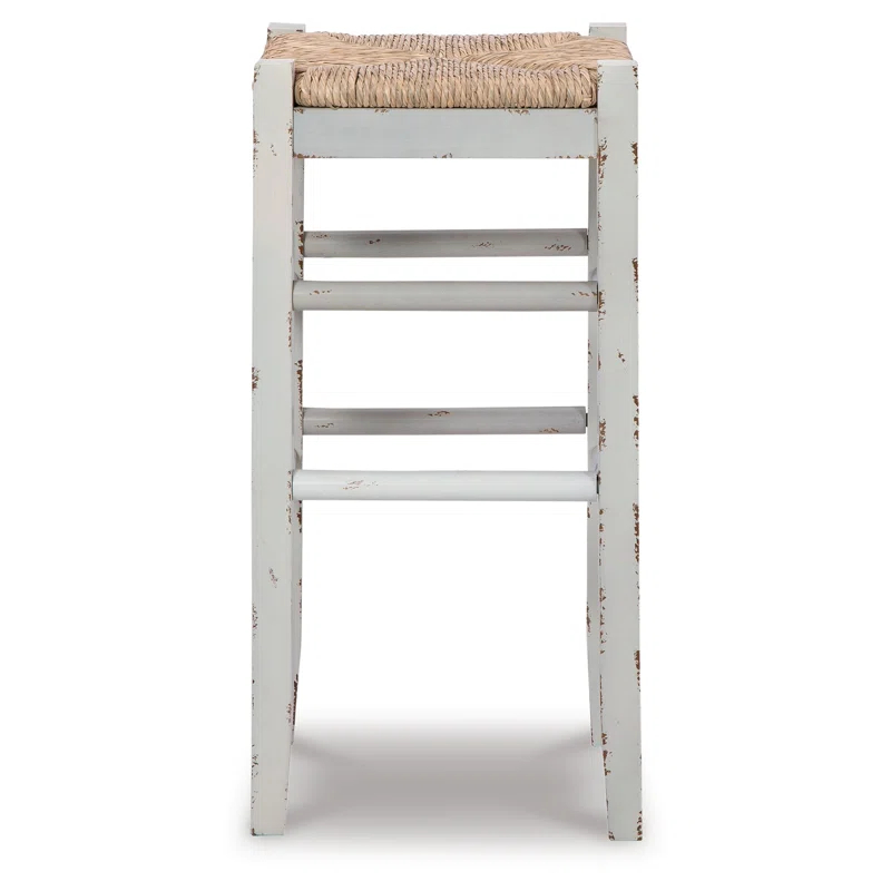 Benjara Anya Stool, Woven Seagrass Seat, Wood Frame (Set of 2)