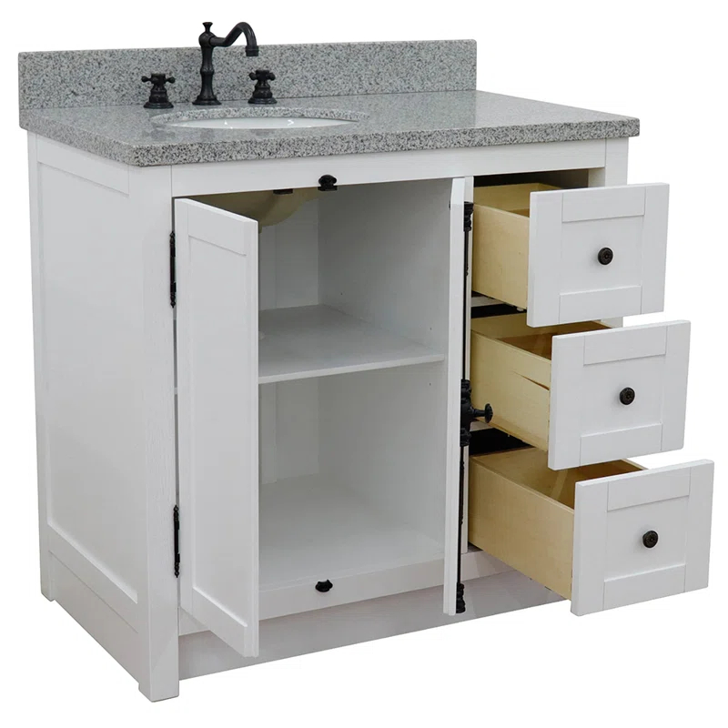 Gracie Oaks Trainor 37'' Single Bathroom Vanity with Stone Top